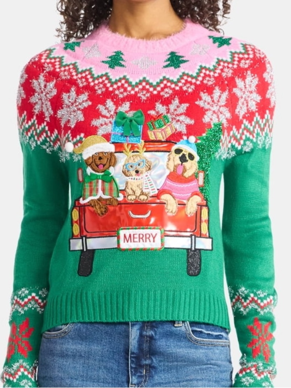 🆕 NEW Holiday Time XL Fairisle Dog Embellished Pullover Christmas Sweater